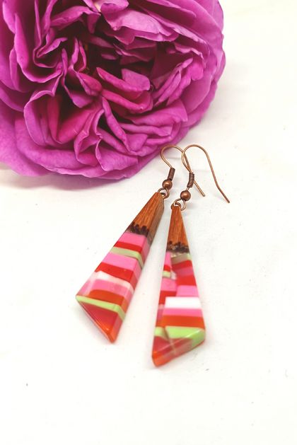 Resin and recycled Rosewood  earrings