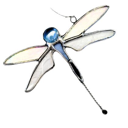 Stained glass turquoise dragonfly
